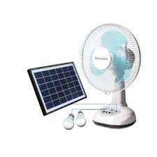 Duravolt Rechargeable Table Fan with Solar Panel Compact table fan with solar panel for continuous use.
